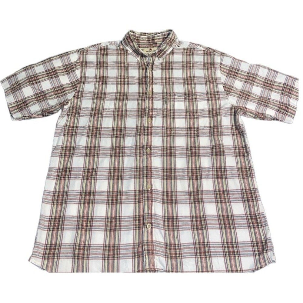Woolrich Plaid Button Down Shirt Men’s Large Short Sleeve Outdoor Flannel